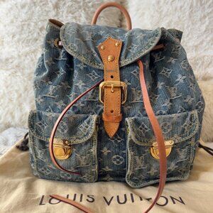 Louis Vuitton Monogram Denim Sac A Dos Blue GM